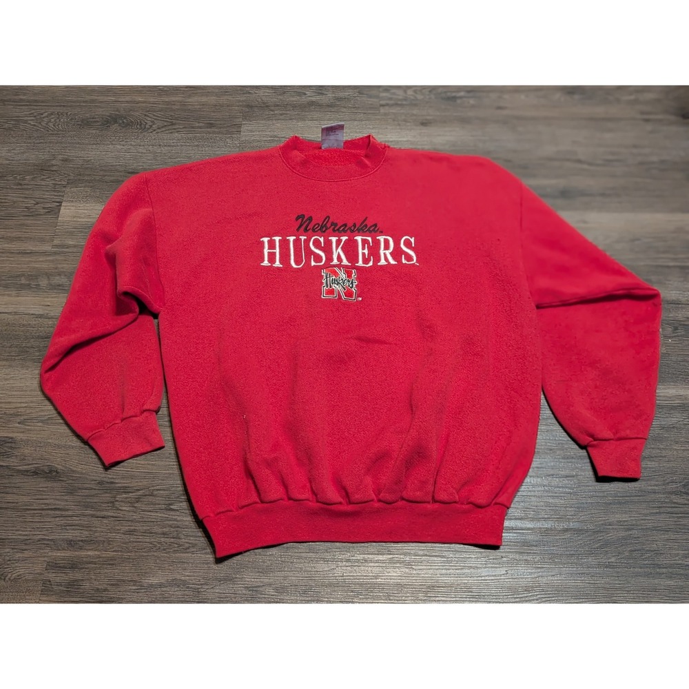Vintage Logo 7 Nebraska Huskers Sweatshirt Red XL Heavyweight 90s Crewneck NCAA
